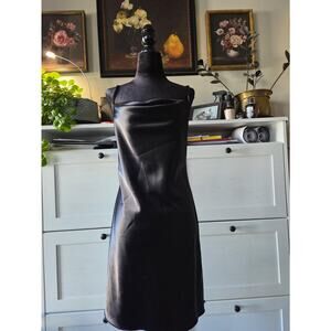 Y2K Bebe Black Satin Slip Mini Dress 🖤✨
